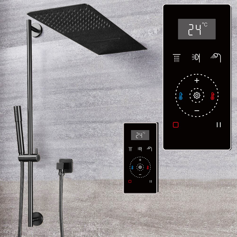 Fontana Digital Display Thermostatic Dark Bronze Waterfall & Rainfall Shower Set With Handheld Shower